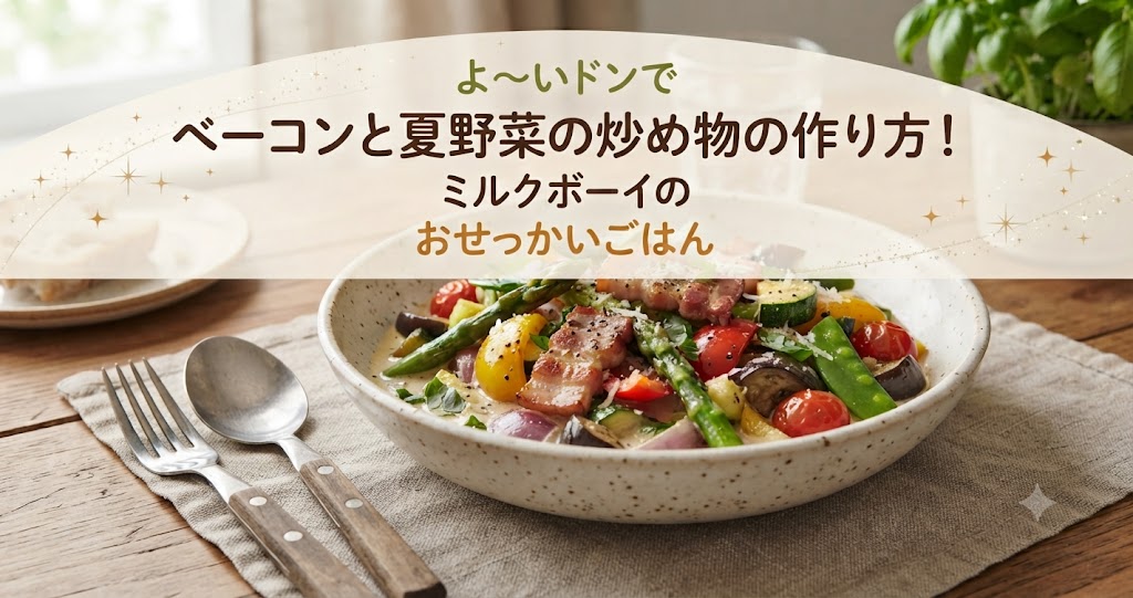 よ～いドンでベーコンと夏野菜の炒め物の作り方！ミルクボーイのおせっかいごはん