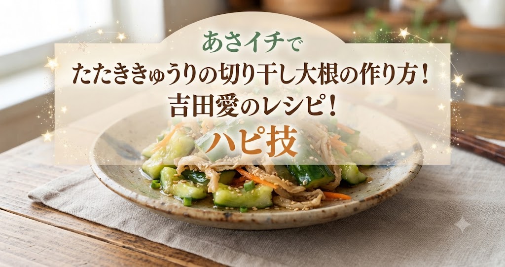 あさイチでたたききゅうりの切り干し大根の作り方！吉田愛のレシピ！ハピ技