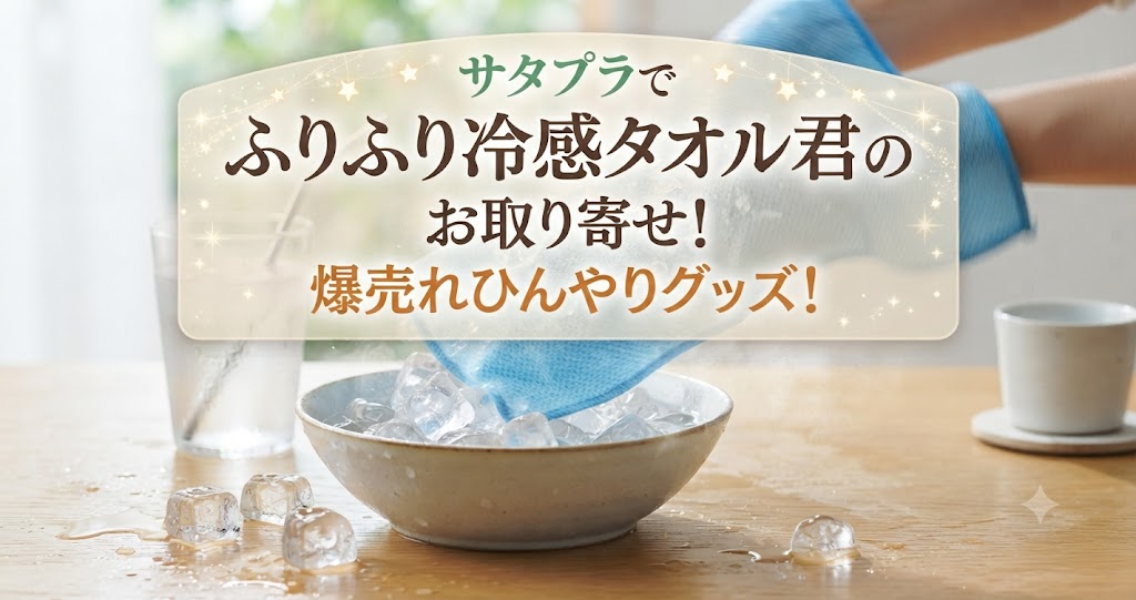 サタプラでふりふり冷感タオル君のお取り寄せ!爆売れひんやりグッズ!