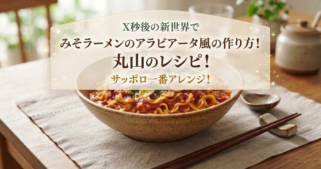 X秒後の新世界でみそラーメンのアラビアータ風の作り方!丸山のレシピ!サッポロ一番アレンジ!