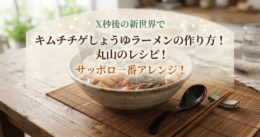 X秒後の新世界でキムチチゲしょうゆラーメンの作り方！丸山のレシピ！サッポロ一番アレンジ！