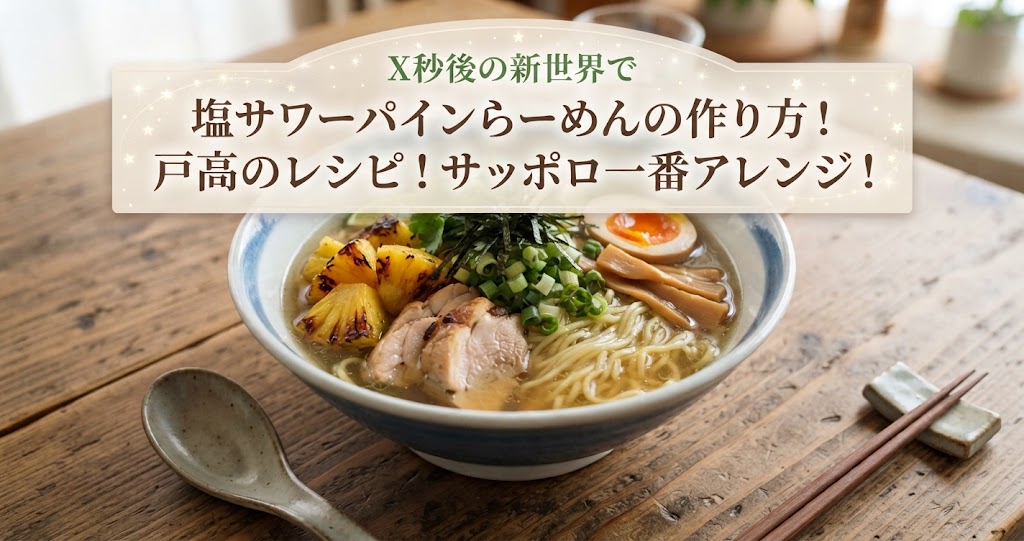 X秒後の新世界で塩サワーパインらーめんの作り方!戸高のレシピ!サッポロ一番アレンジ!