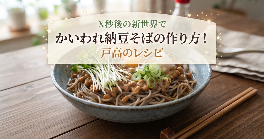 X秒後の新世界でかいわれ納豆そばの作り方!戸高のレシピ