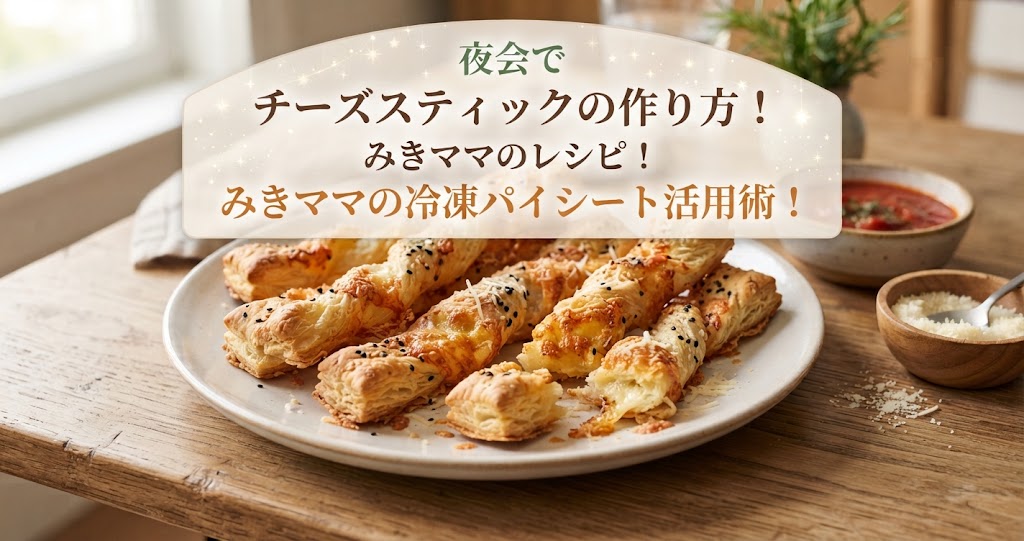 夜会でチーズスティックの作り方！みきママのレシピ！みきママの冷凍パイシート活用術！