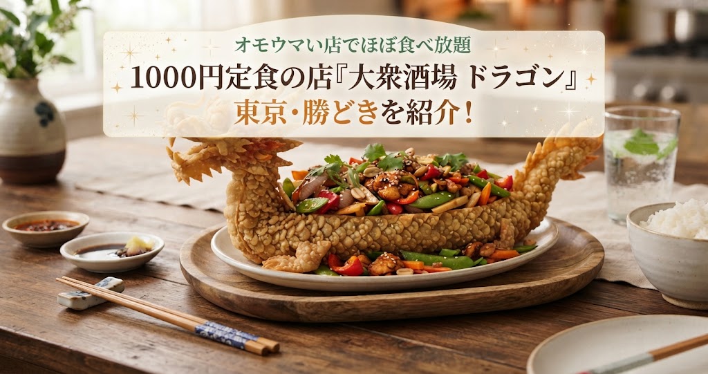 オモウマい店でほぼ食べ放題1000円定食の店「大衆酒場 ドラゴン」東京・勝どきを紹介！