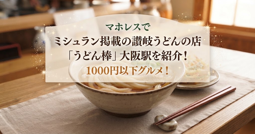 マホレスでミシュラン掲載の讃岐うどんの店「うどん棒」大阪駅を紹介！1000円以下グルメ！