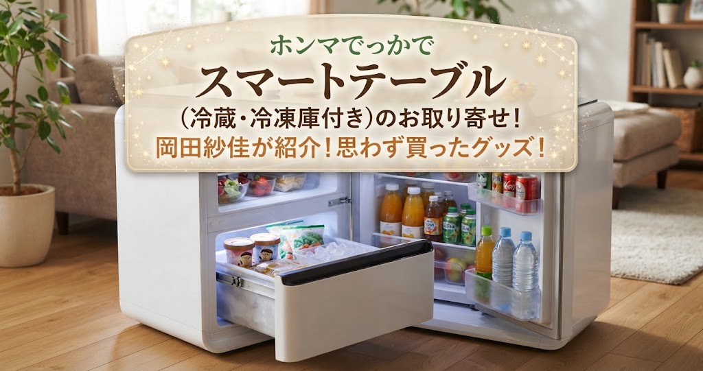 ホンマでっかでスマートテーブル(冷蔵・冷凍庫付き)のお取り寄せ！岡田紗佳が紹介！思わず買ったグッズ！