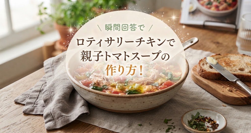 瞬間回答でロティサリーチキンで親子トマトスープの作り方！