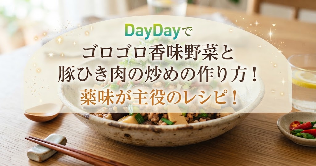 DayDayでゴロゴロ香味野菜と豚ひき肉の炒めの作り方！薬味が主役のレシピ！