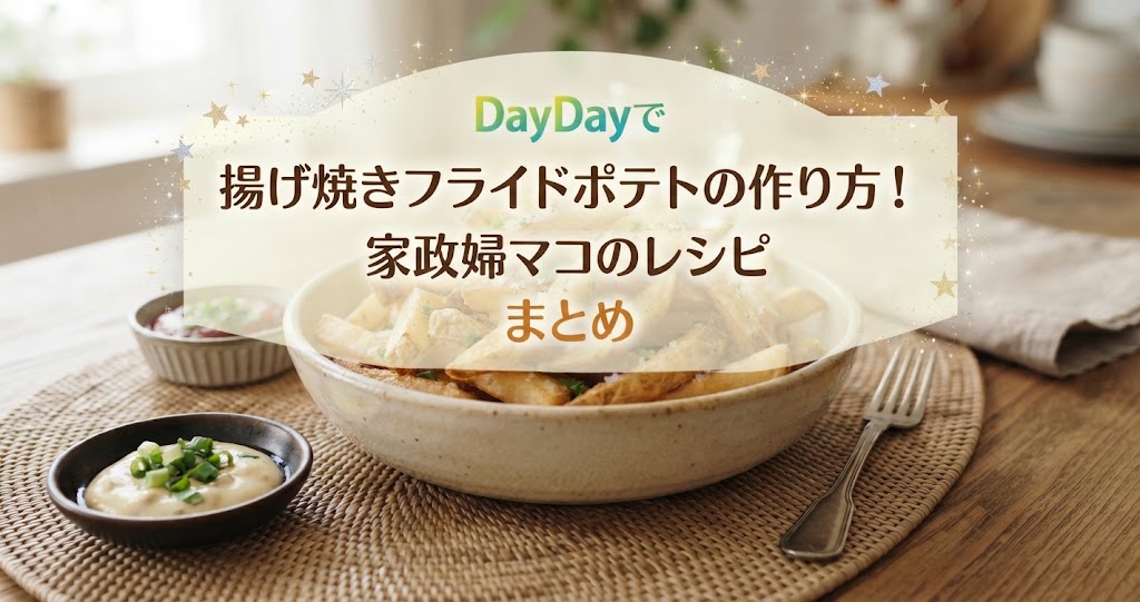 DayDayで揚げ焼きフライドポテトの作り方！家政婦マコのレシピ