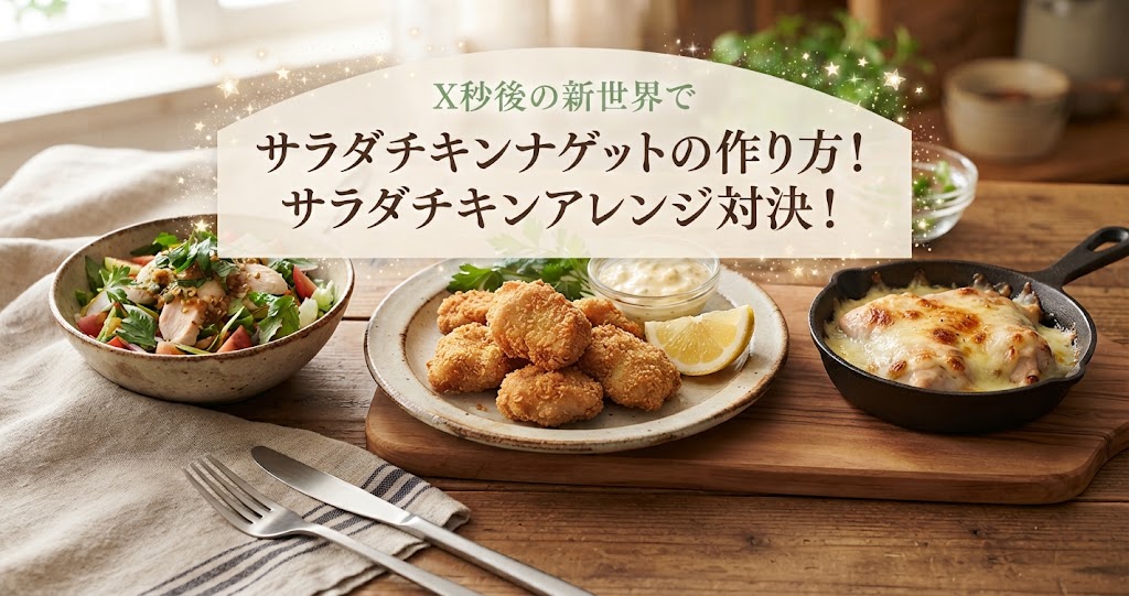 X秒後の新世界でサラダチキンナゲットの作り方！サラダチキンアレンジ対決！